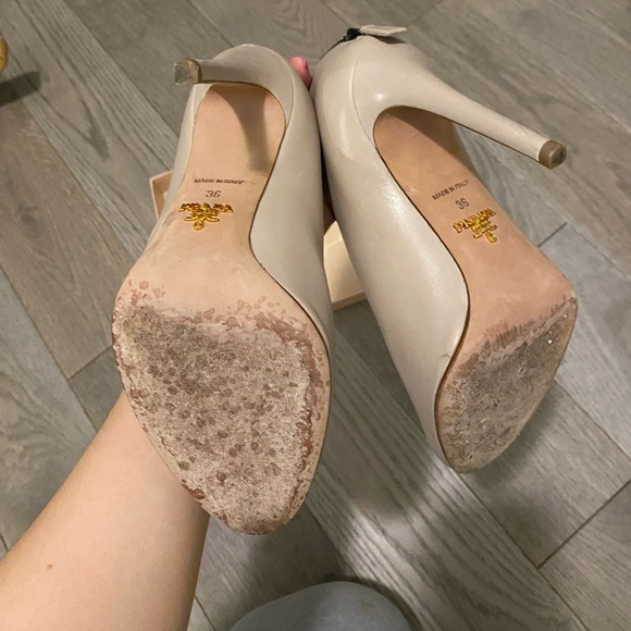 PRADA creme open toe mules - Picture 7 of 8